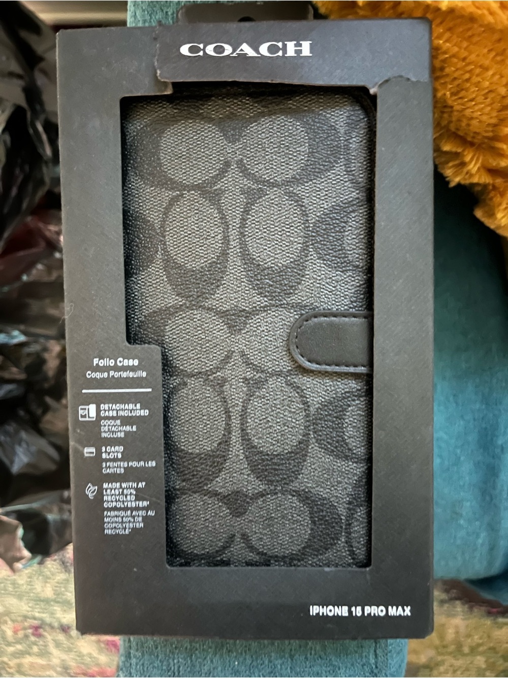 Coach Black Signature Folio Phone Case for iPhone 15 Pro Max